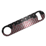 Pirate & Stripes Bar Bottle Opener - Silver w/ Name or Text