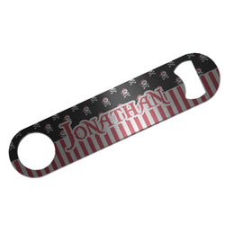 Pirate & Stripes Bar Bottle Opener - Silver w/ Name or Text