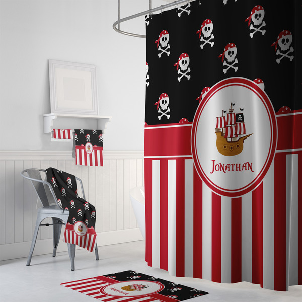 Pirate & Stripes Bath Towel Sets - 3-piece - In Context