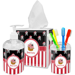 Pirate & Stripes Acrylic Bathroom Accessories Set w/ Name or Text