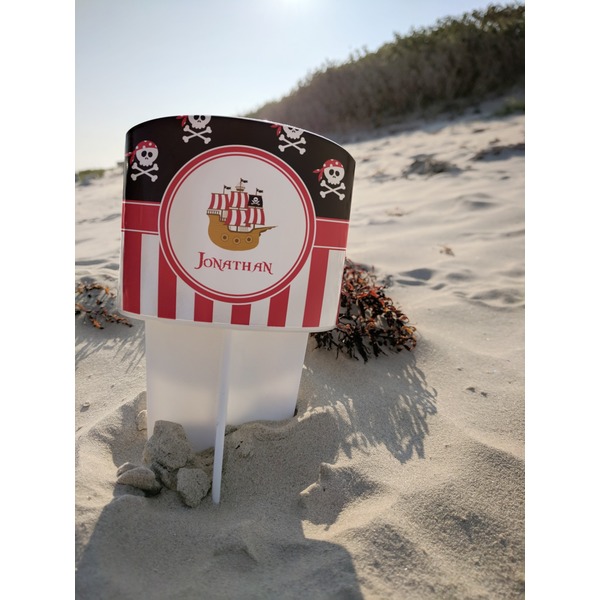 Pirate & Stripes Beach Spiker white on beach with sand