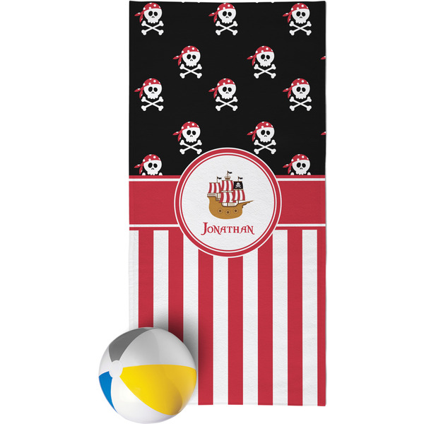 Custom Pirate & Stripes Beach Towel (Personalized)