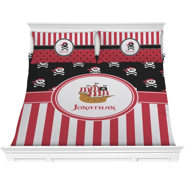 Custom Pirate & Stripes Comforter Set - King (Personalized)