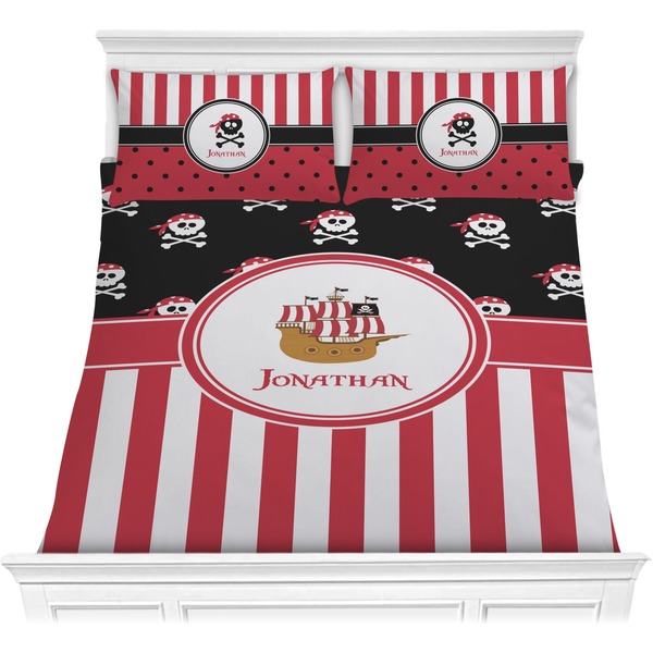 Custom Pirate & Stripes Comforter Set - Full / Queen (Personalized)