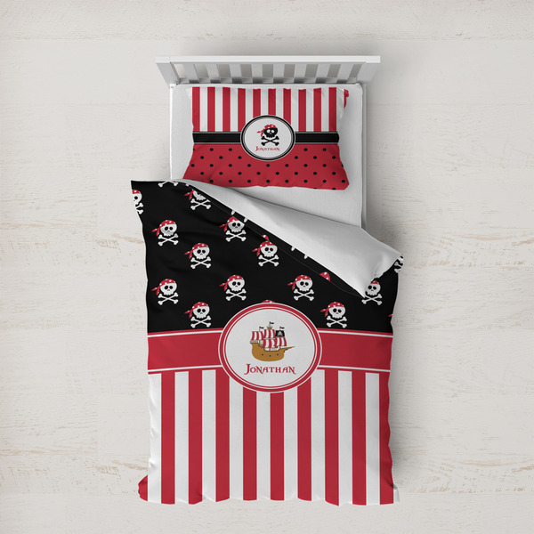 Custom Pirate & Stripes Duvet Cover Set - Twin XL (Personalized)