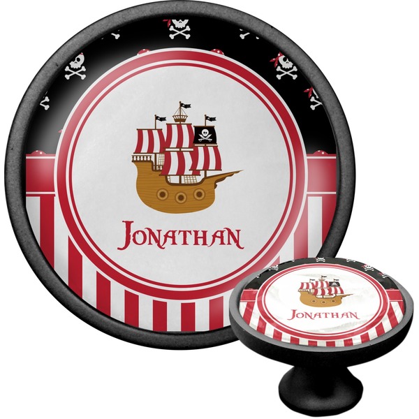 Custom Pirate & Stripes Cabinet Knob (Black) (Personalized)