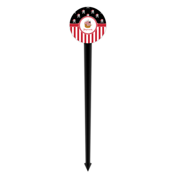 Pirate & Stripes Black Plastic 4" Food Pick - Round - Single Pick