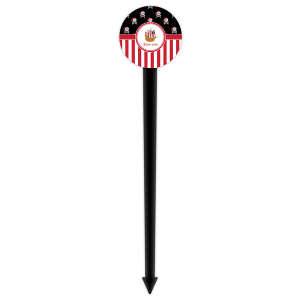 Pirate & Stripes Black Plastic 6" Food Pick - Round - Single Pick