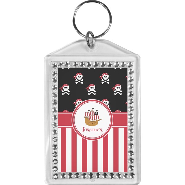 Custom Pirate & Stripes Bling Keychain (Personalized)
