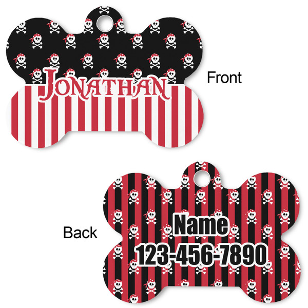 Pirate & Stripes Bone Shaped Dog ID Tag - Large - Approval