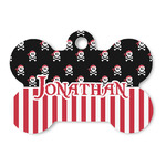 Pirate & Stripes Bone Shaped Dog ID Tag (Personalized)