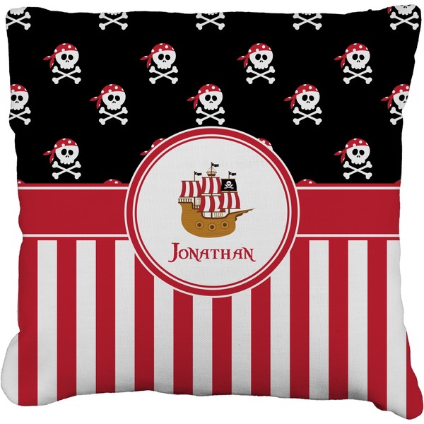 Custom Pirate & Stripes Faux-Linen Throw Pillow 16" (Personalized)