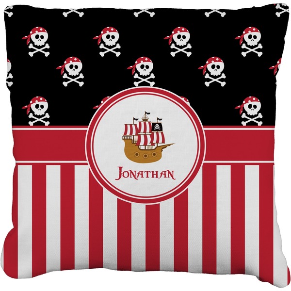Custom Pirate & Stripes Faux-Linen Throw Pillow 18" (Personalized)