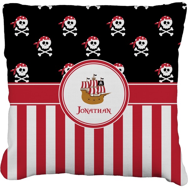Custom Pirate & Stripes Faux-Linen Throw Pillow 20" (Personalized)