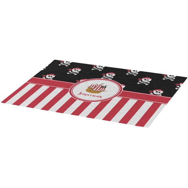 Pirate & Stripes Burlap Placemat (Angle View)