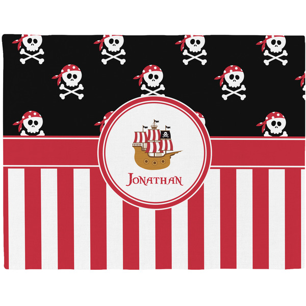 Custom Pirate & Stripes Woven Fabric Placemat - Twill w/ Name or Text