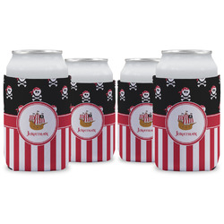 Pirate & Stripes Can Cooler (12 oz) - Set of 4 w/ Name or Text