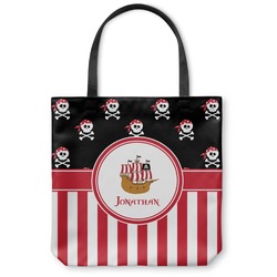 Pirate & Stripes Canvas Tote Bag - Small - 13"x13" (Personalized)