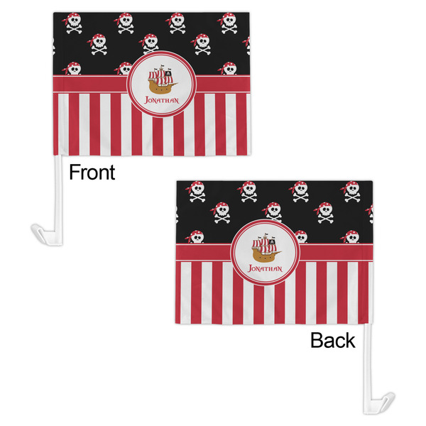 Pirate & Stripes Car Flag - 11" x 8" - Front & Back View