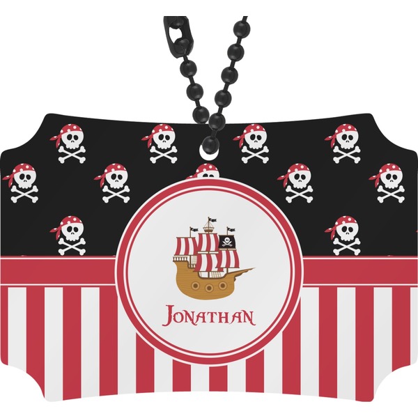 Custom Pirate & Stripes Rear View Mirror Ornament (Personalized)