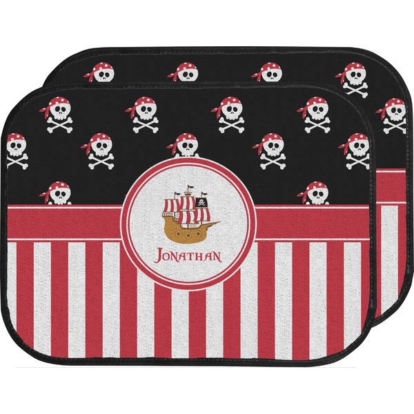 Custom Pirate & Stripes Car Floor Mats (Back Seat) (Personalized)