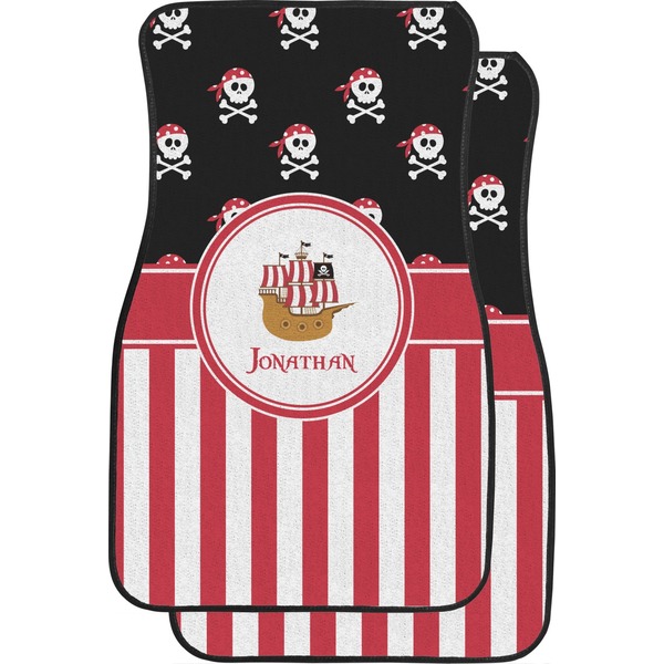 Custom Pirate & Stripes Car Floor Mats (Front Seat) (Personalized)