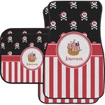 Pirate & Stripes Car Floor Mats Set - 2 Front & 2 Back (Personalized)