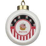 Pirate & Stripes Ceramic Ball Ornament (Personalized)