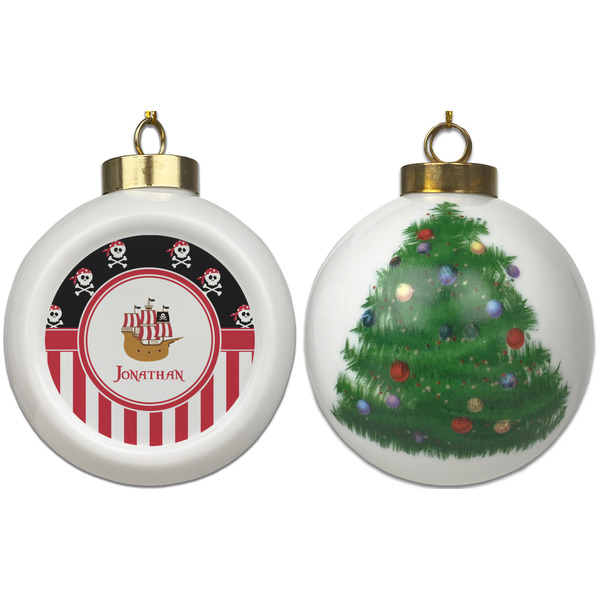 Pirate & Stripes Ceramic Christmas Ornament - X-Mas Tree (APPROVAL)
