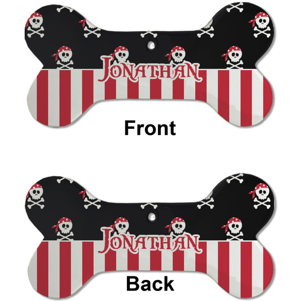 Pirate & Stripes Ceramic Flat Ornament - Bone Front & Back (APPROVAL)