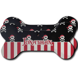 Pirate & Stripes Ceramic Dog Ornament - Front & Back w/ Name or Text