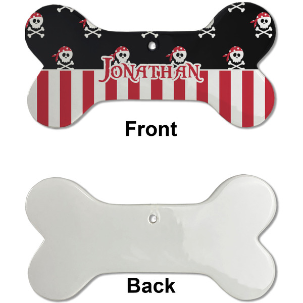 Pirate & Stripes Ceramic Flat Ornament - Bone Front & Back Single Print (APPROVAL)