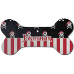 Pirate & Stripes Ceramic Dog Ornament - Front w/ Name or Text