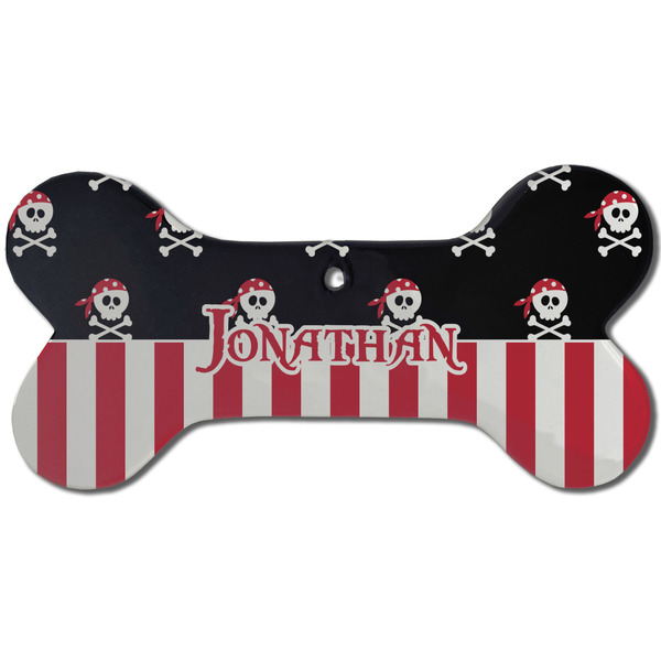 Pirate & Stripes Ceramic Flat Ornament - Bone Front