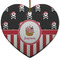 Pirate & Stripes Heart Ceramic Ornament w/ Name or Text