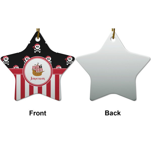 Pirate & Stripes Ceramic Flat Ornament - Star Front & Back (APPROVAL)