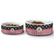 Pirate & Stripes Ceramic Dog Bowls - Size Comparison