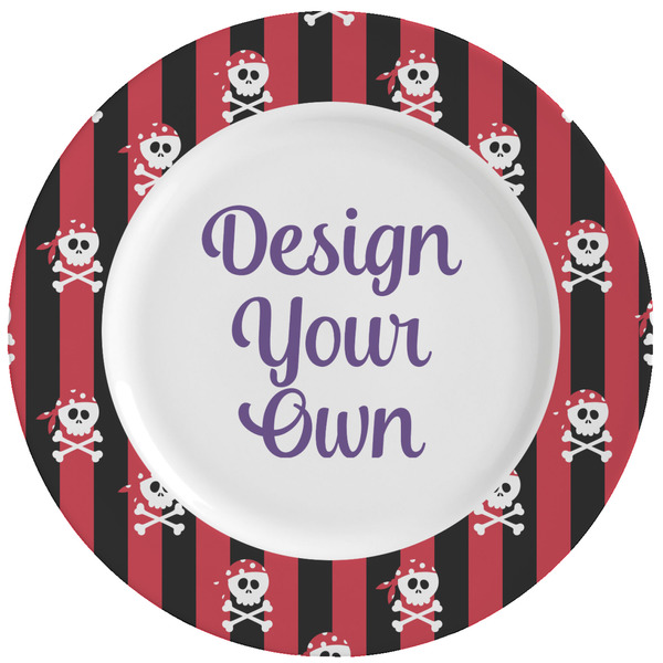 Custom Pirate & Stripes Ceramic Dinner Plates (Set of 4) (Personalized)