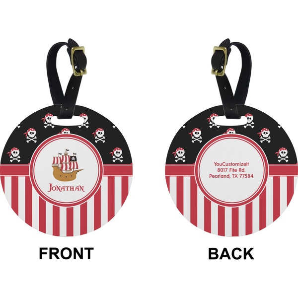 Pirate & Stripes Circle Luggage Tag (Front + Back)