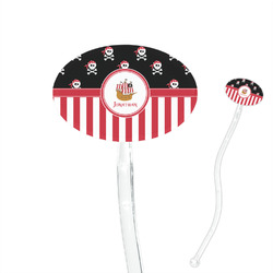 Pirate & Stripes 7" Oval Plastic Stir Sticks - Clear (Personalized)