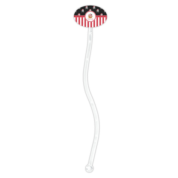 Pirate & Stripes Clear Plastic 7" Stir Stick - Oval - Single Stick