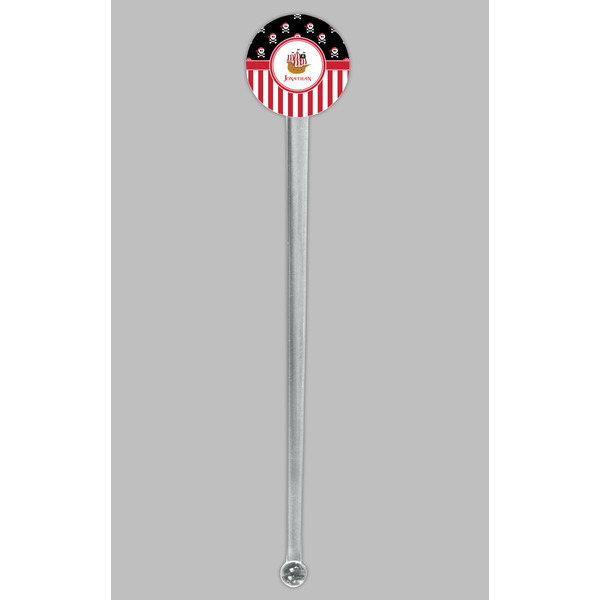 Pirate & Stripes Clear Plastic 7" Stir Stick - Round - Single Stick