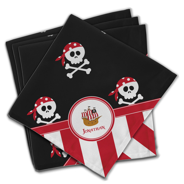 Pirate & Stripes Cloth Napkins - Personalized Dinner (PARENT MAIN Set of 4)