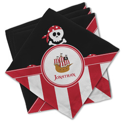 Pirate & Stripes Cloth Cocktail Napkins - Set of 4 w/ Name or Text