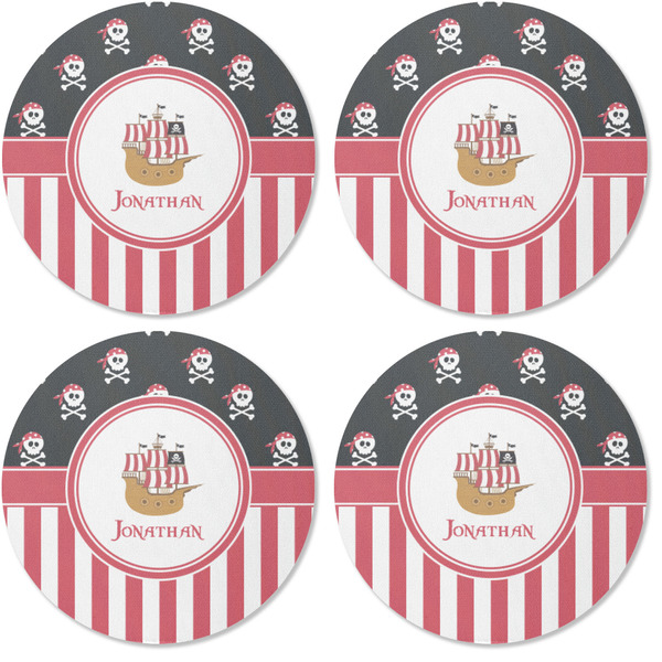 Pirate & Stripes Coaster Round Rubber Back - Apvl