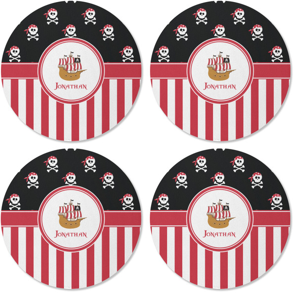 Pirate & Stripes Coaster Round Rubber Back - Apvl