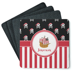 Pirate & Stripes Square Rubber Backed Coasters - Set of 4 (Personalized)