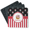Pirate & Stripes Square Rubber Backed Coasters - Set of 4 (Personalized)