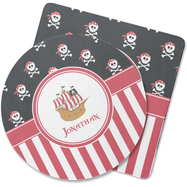 Custom Pirate & Stripes Rubber Backed Coaster (Personalized)