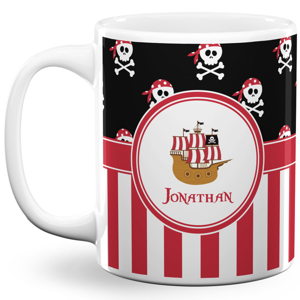 Custom Pirate & Stripes 11 Oz Coffee Mug - White (Personalized)